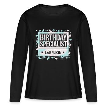Héroïne de la salle d’accouchement avec du cœur - T-shirt manches longues Premium bio Femme - noir - Devant - Julia (174cm)