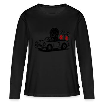 Braqueur de banque Gangster Drôle - T-shirt manches longues Premium bio Femme - noir - Devant - Julia (174cm)