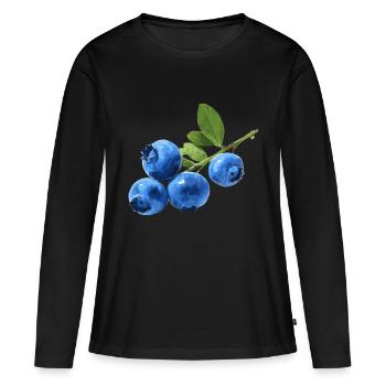 Blaubeeren - Frauen Premium Bio Langarmshirt - Schwarz - Vorne - Julia (174cm)