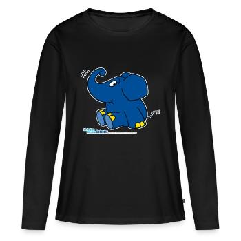 Der Elefant - sitzend - Frauen Premium Bio Langarmshirt - Schwarz - Vorne - Julia (174cm)