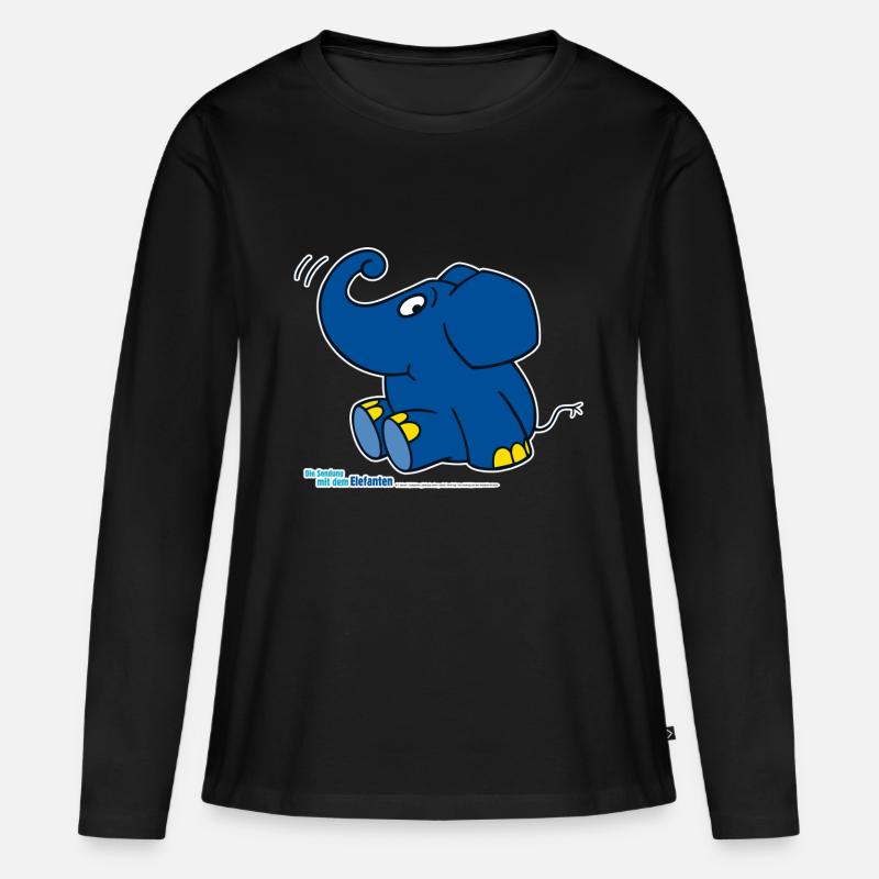 Der Elefant - sitzend - Frauen Premium Bio Langarmshirt - Schwarz