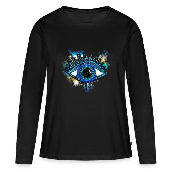 Auge, Träger des Lichtes, Symbol der Klarheit - Frauen Premium Bio Langarmshirt - Schwarz - Vorne - Julia (174cm)