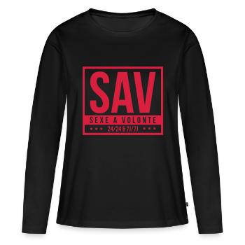 France humour SAV sexe à volonté - T-shirt manches longues Premium bio Femme - noir - Devant - Julia (174cm)