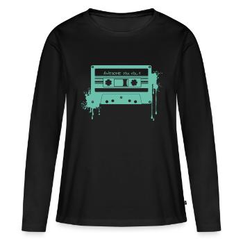 RETRO CASSETTE en turquoise - T-shirt manches longues Premium bio Femme - noir - Devant - Julia (174cm)