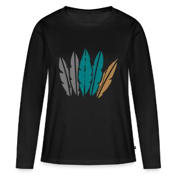 bijoux en plumes - T-shirt manches longues Premium bio Femme - noir - Devant - Julia (174cm)