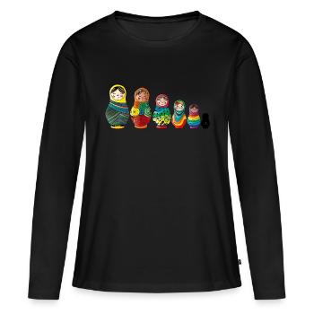 Matruschka - Babouchka - T-shirt manches longues Premium bio Femme - noir - Devant - Julia (174cm)
