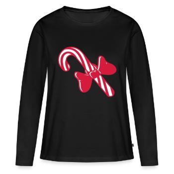 bonbons cadeau de noël canne à sucre délicieux - T-shirt manches longues Premium bio Femme - noir - Devant - Julia (174cm)