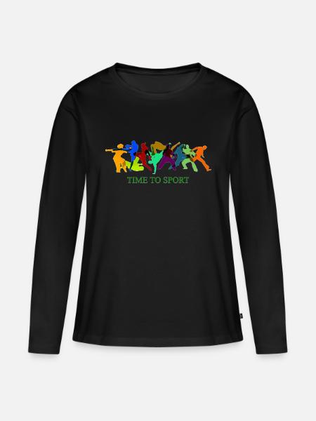 Sport - Frauen Premium Bio Langarmshirt - Schwarz