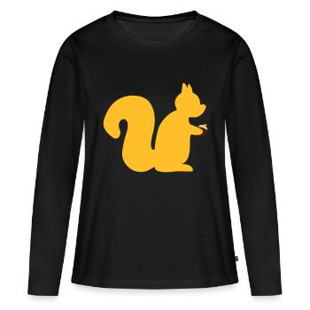 Eichhörnchen mit Nuss - Frauen Premium Bio Langarmshirt - Schwarz - Vorne - Julia (174cm)