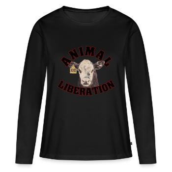 Libération Animale - T-shirt manches longues Premium bio Femme - noir - Devant - Julia (174cm)