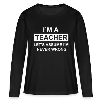 professeur - T-shirt manches longues Premium bio Femme - noir - Devant - Julia (174cm)