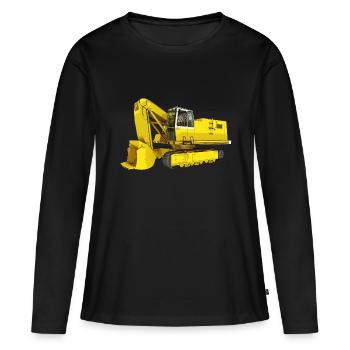 Excavatrice jaune, pelle rétrocaveuse, industrie - T-shirt manches longues Premium bio Femme - noir - Devant - Julia (174cm)