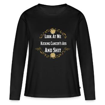 Cancer Survivor Gifts, Funny Cancer Gifts idea - Frauen Premium Bio Langarmshirt - Schwarz - Vorne - Julia (174cm)