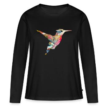 Colibri oiseau voler animal nature oiseaux coloré nectar - T-shirt manches longues Premium bio Femme - noir - Devant - Julia (174cm)
