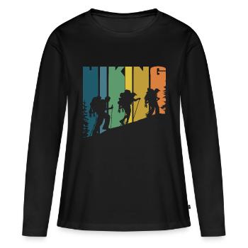 HIKING - Frauen Premium Bio Langarmshirt - Schwarz - Vorne - Julia (174cm)