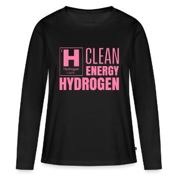 Énergie propre Hydrogène Hydrogène Carburant - T-shirt manches longues Premium bio Femme - noir - Devant - Julia (174cm)