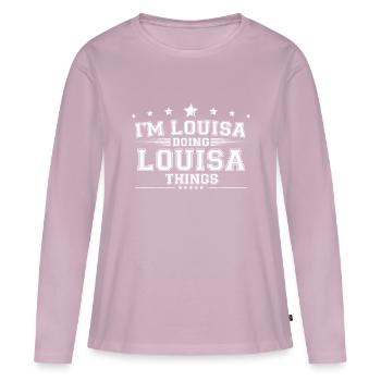 Louisa - T-shirt manches longues Premium bio Femme - rose poudré - Devant - Julia (174cm)