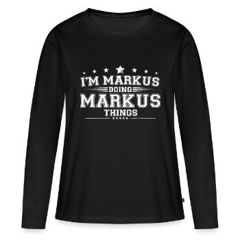 Markus - T-shirt manches longues Premium bio Femme - noir - Devant - Julia (174cm)