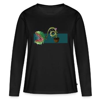 plante carnivore - T-shirt manches longues Premium bio Femme - noir - Devant - Julia (174cm)