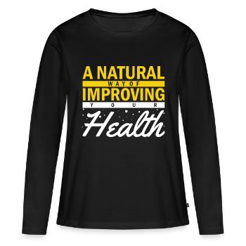 un moyen naturel d’améliorer votre santé - T-shirt manches longues Premium bio Femme - noir - Devant - Julia (174cm)