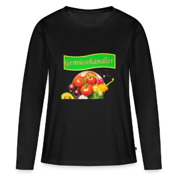 Marchand de légumes - T-shirt manches longues Premium bio Femme - noir - Devant - Julia (174cm)