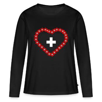 Cœur - T-shirt manches longues Premium bio Femme - noir - Devant - Julia (174cm)