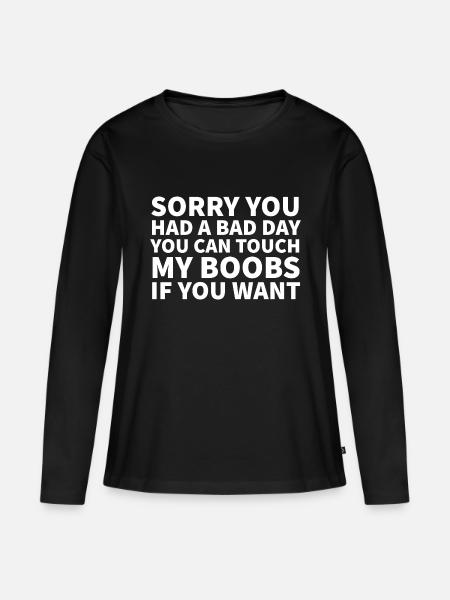 touch my boobs - Frauen Premium Bio Langarmshirt - Schwarz