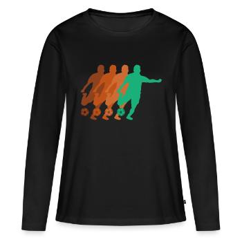 Football Footballeur Attaquant Garçons Coupe du Monde Hommes - T-shirt manches longues Premium bio Femme - noir - Devant - Julia (174cm)