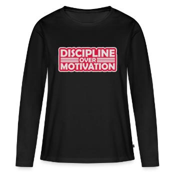 Citation de discipline sur la motivation - T-shirt manches longues Premium bio Femme - noir - Devant - Julia (174cm)