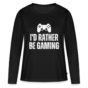 I'd Rather Be Gaming Funny Gaming Gamer Quote - Women's Premium Organic Long Sleeve Shirt - black - Front - Julia (174cm)