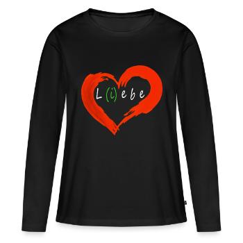 Herz liebe lebe weiß - Frauen Premium Bio Langarmshirt - Schwarz - Vorne - Julia (174cm)