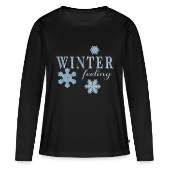 Sensation hivernale - T-shirt manches longues Premium bio Femme - noir - Devant - Julia (174cm)
