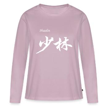 SHAOLIN - CHINE - ARTS MARTIAUX KUNG FU - T-shirt manches longues Premium bio Femme - rose poudré - Devant - Julia (174cm)