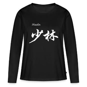 SHAOLIN - CHINE - ARTS MARTIAUX KUNG FU - T-shirt manches longues Premium bio Femme - noir - Devant - Julia (174cm)