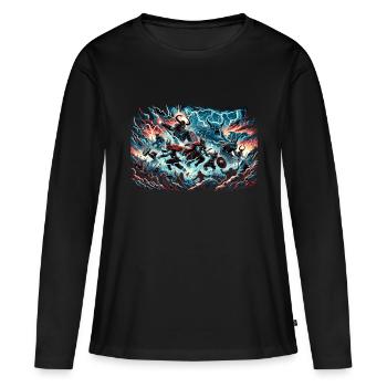 Bataille des dieux vikings pour Midgard - T-shirt manches longues Premium bio Femme - noir - Devant - Julia (174cm)