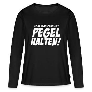 Egal was passiert PEGEL HALTEN JGA 2024 - Frauen Premium Bio Langarmshirt - Schwarz - Vorne - Julia (174cm)