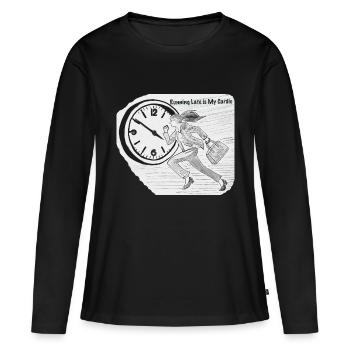 Running Late is My Cardio - T-shirt Humoristique - T-shirt manches longues Premium bio Femme - noir - Devant - Julia (174cm)