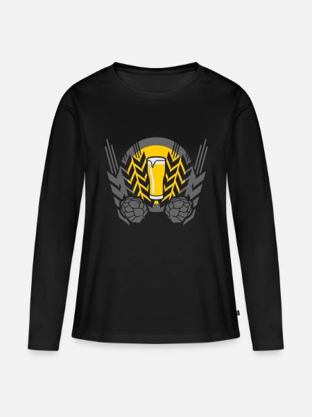 Bier Hopfen & Malz - Frauen Premium Bio Langarmshirt - Schwarz