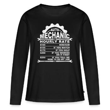 Mécanicien automobile Taux horaire - T-shirt manches longues Premium bio Femme - noir - Devant - Julia (174cm)