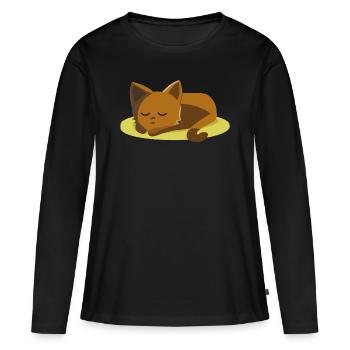 Sommeil chat - T-shirt manches longues Premium bio Femme - noir - Devant - Julia (174cm)