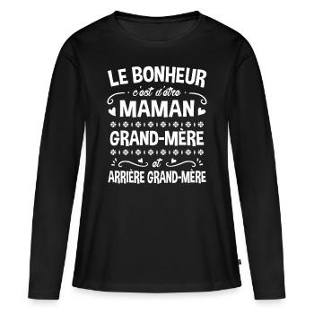 Cadeau Fête des Mère pour Arrière Grand-Mère - T-shirt manches longues Premium bio Femme - noir - Devant - Julia (174cm)