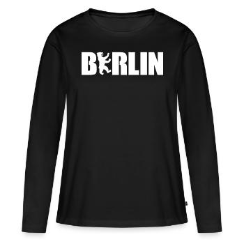 Ours de Berlin - T-shirt manches longues Premium bio Femme - noir - Devant - Julia (174cm)