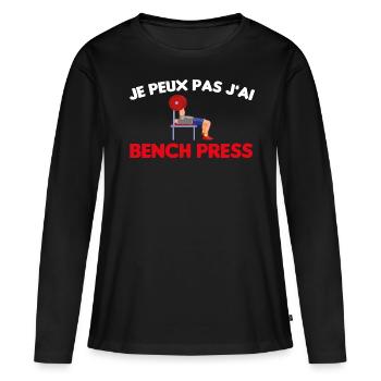 Cadeau drôle powerlifting développé couché - T-shirt manches longues Premium bio Femme - noir - Devant - Julia (174cm)