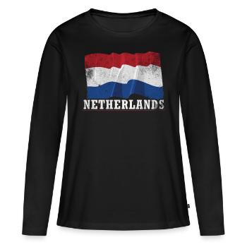 Pays-Bas Pavillon - T-shirt manches longues Premium bio Femme - noir - Devant - Julia (174cm)