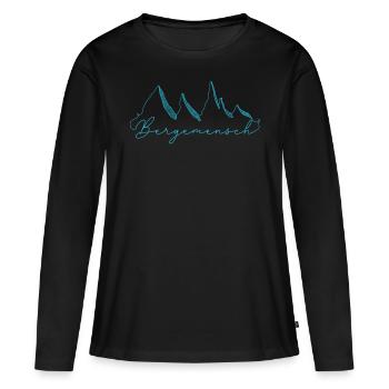 Bergemensch, Klettern, Camping, Wandern, Berge - Frauen Premium Bio Langarmshirt - Schwarz - Vorne - Julia (174cm)