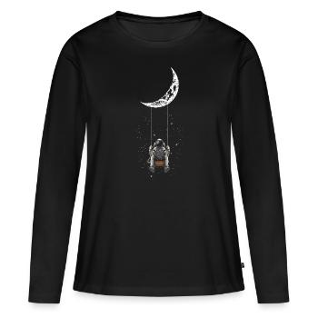 Balançoire lunaire, Voyage dans l’espace, Cadeaux de voyage dans l’espace - T-shirt manches longues Premium bio Femme - noir - Devant - Julia (174cm)