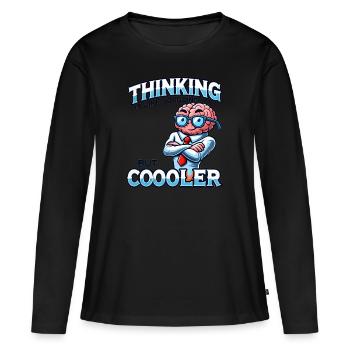Penser, c’est comme chercher sur Google, mais en plus cool - T-shirt manches longues Premium bio Femme - noir - Devant - Julia (174cm)