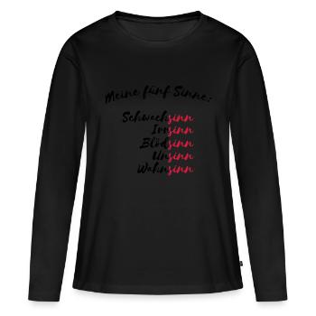 Meine fünf Sinne - Frauen Premium Bio Langarmshirt - Schwarz - Vorne - Julia (174cm)