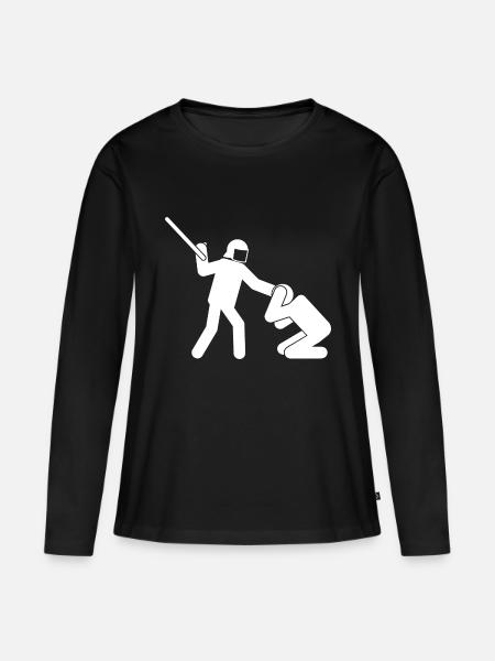 Polizeigewalt weiß - Frauen Premium Bio Langarmshirt - Schwarz
