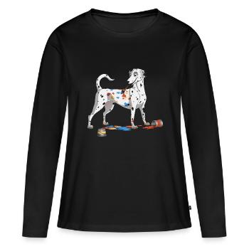 Dalmatinische Malerei - Frauen Premium Bio Langarmshirt - Schwarz - Vorne - Julia (174cm)